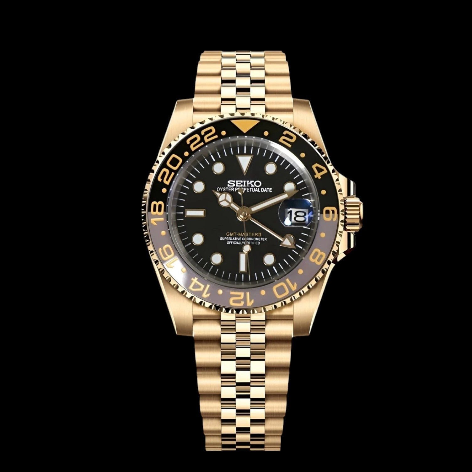 Sei-GMT Black & Gold - Custom Seiko Mod NH34 Automatic - 40 mm